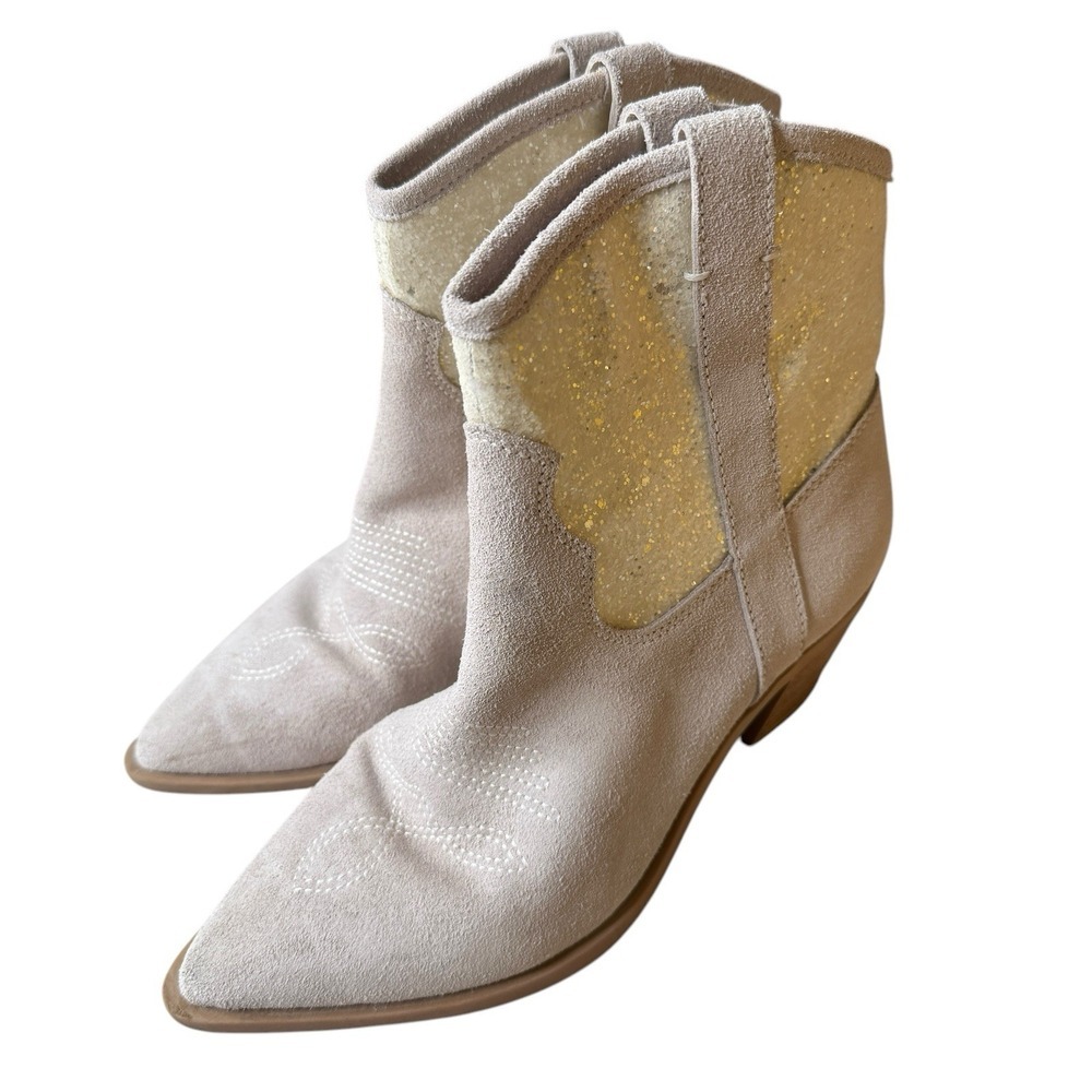 Dolce Vita Shreya Glitter Suede Cowboy Western Suede & Synthetic Boots Size 7.5